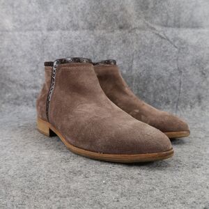 Italeau Shoes Womens 37.5 Boots Miralda Fashion Leather Classic Studs Zip Brown